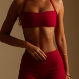 Halter Bandeau Bikini Top - Pomegranate