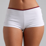 Classic Two-Tone Micro-Ribbed Mini Shorts - White/Black Cherry