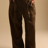 The Ivy Wide-Leg Linen Trousers - Terra