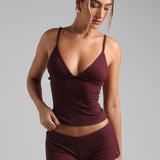 Demi Micro-Ribbed Cami - Black Cherry