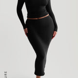The Ruched Asymmetrical Long Sleeve Top - Black