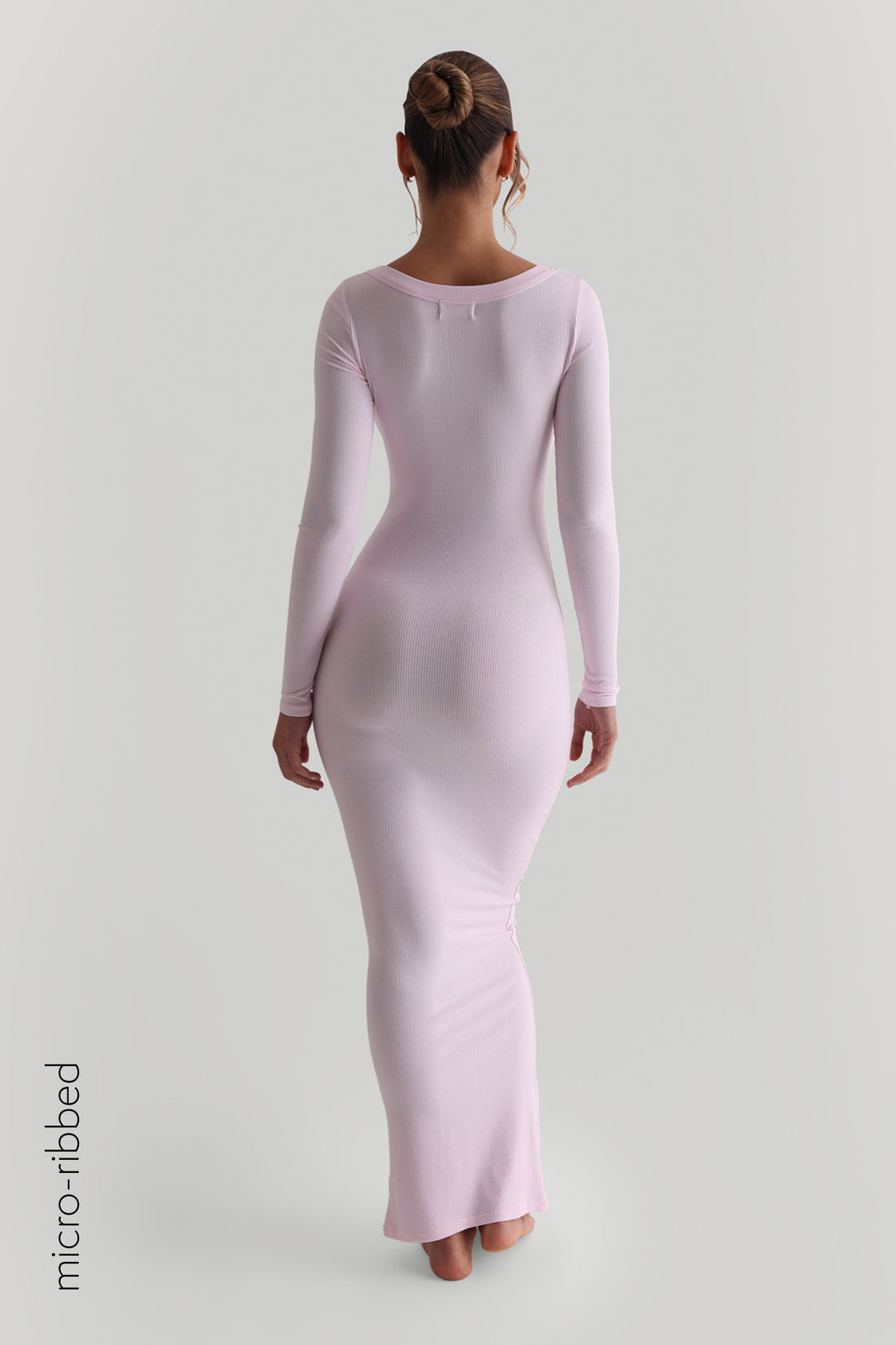 Scooped Micro-Ribbed Maxi Dress - Soft Pink