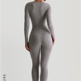 U-Shape Long Sleeve Jumpsuit - Moon