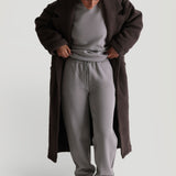 Sherpa Oversized Trench Coat - Charcoal
