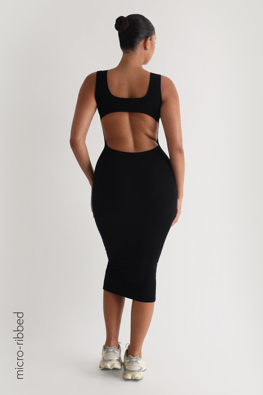 Form Micro-Ribbed Midi Dress - Black