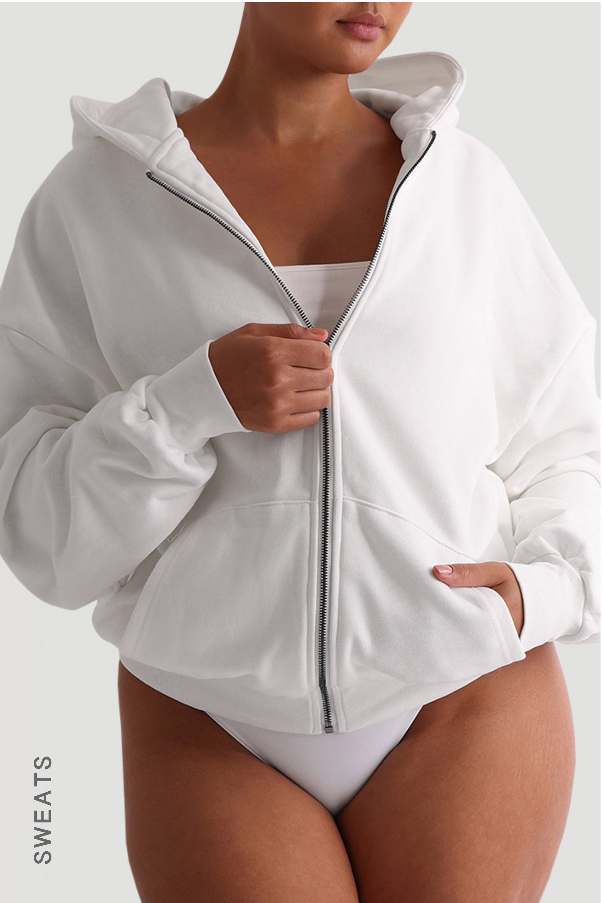 Boyfriend Zip Up Hoodie White My Outfit Online