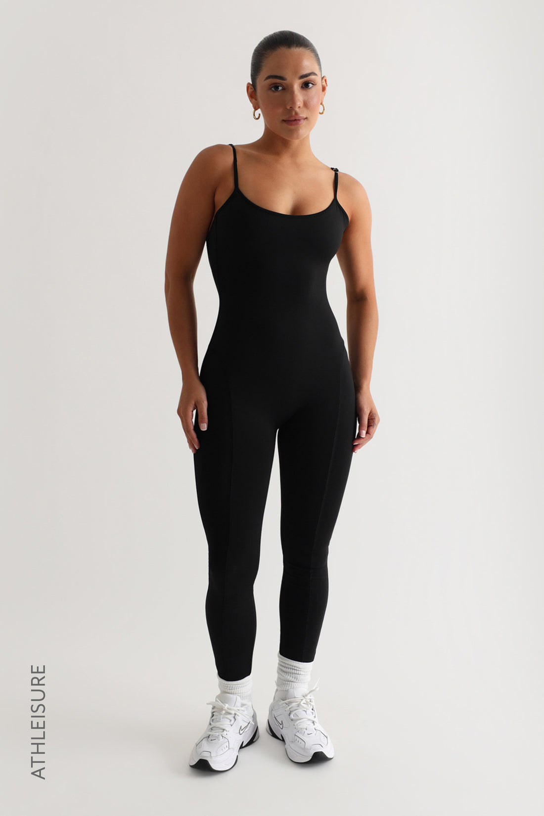 Open Back Athleisure Jumpsuit - Black (Pre-Order Will Ship By 10/13)