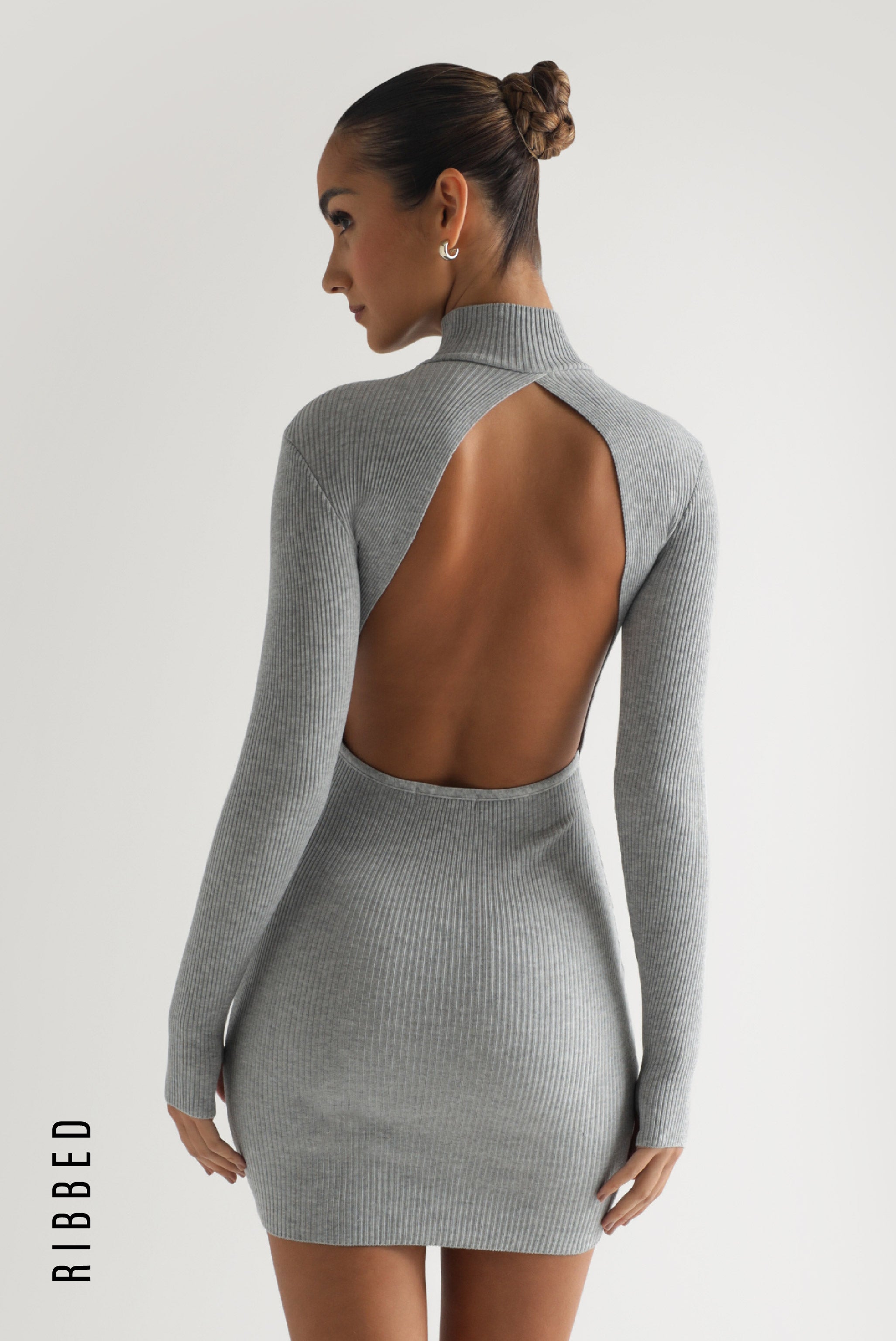 Kendall Ribbed Mini Dress Gray My Outfit Online