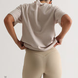High Waisted Athleisure Shorts 6" - Beige