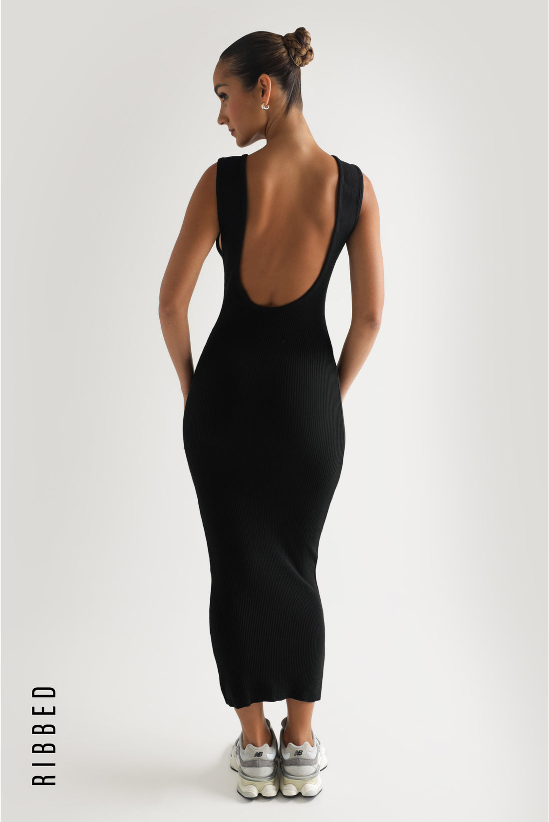 Venus Ribbed Maxi Dress - Black