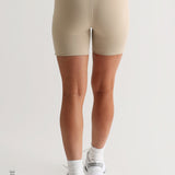 High Waisted Athleisure Shorts 6" - Beige