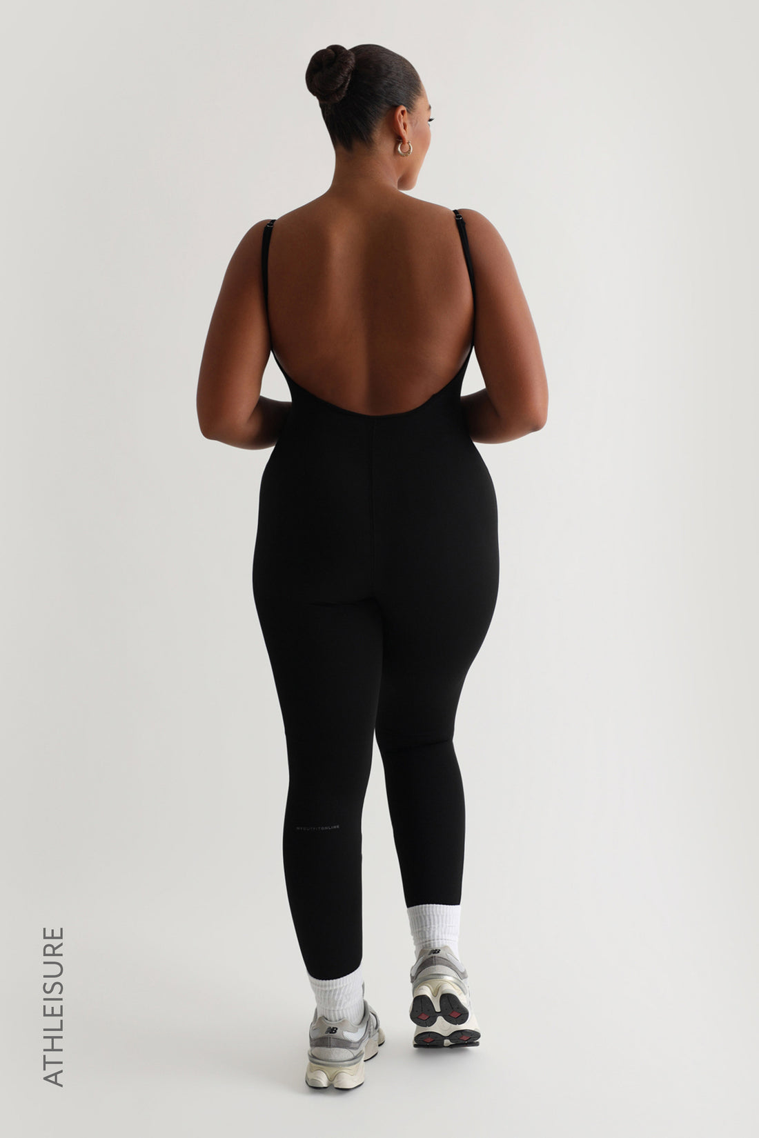 Open Back Athleisure Jumpsuit - Black (Pre-Order Will Ship By 10/13)