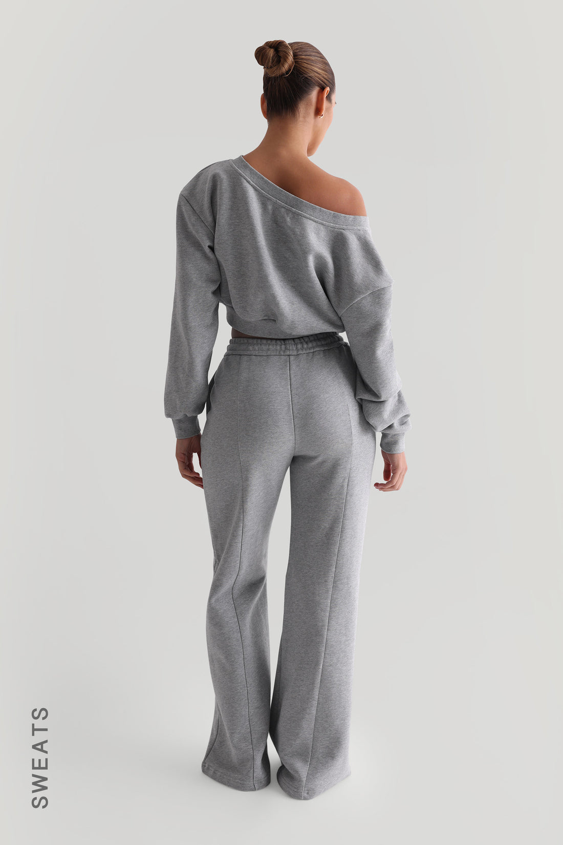 Structured Wide Leg Sweatpants  - Heather Gray