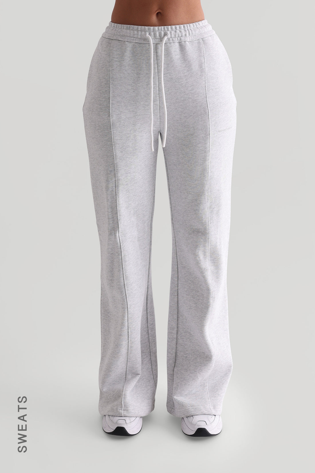 Structured Wide Leg Sweatpants  - Light Heather Gray