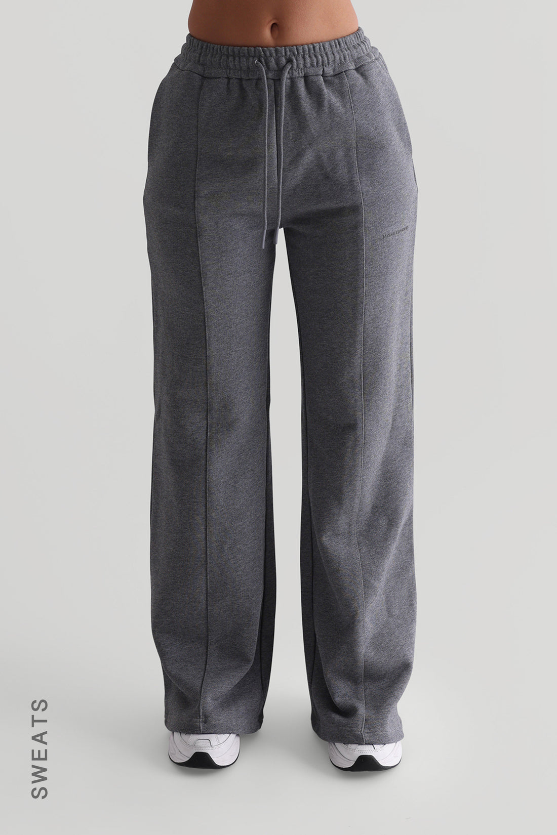 Structured Wide Leg Sweatpants  - Dark Stone Gray