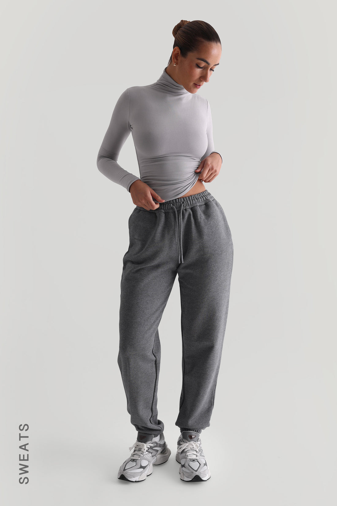 Awdis College Cuffed Sweatpants / Jogging Bottoms (M) (Heather Grey)