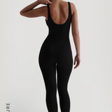 Banded Scoop Neck Jumpsuit - Black