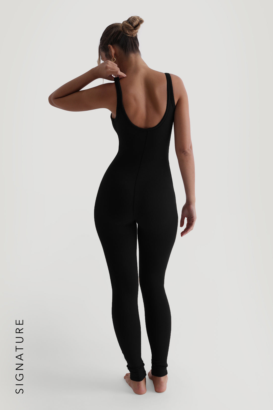 Banded Scoop Neck Jumpsuit - Black