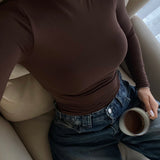 Refined Long Sleeve Turtleneck T-Shirt - Cocoa