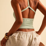 Form-Ribbed Split-Back Tank Top - Mint