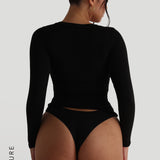 V-Shape Long Sleeve T-Shirt - Black