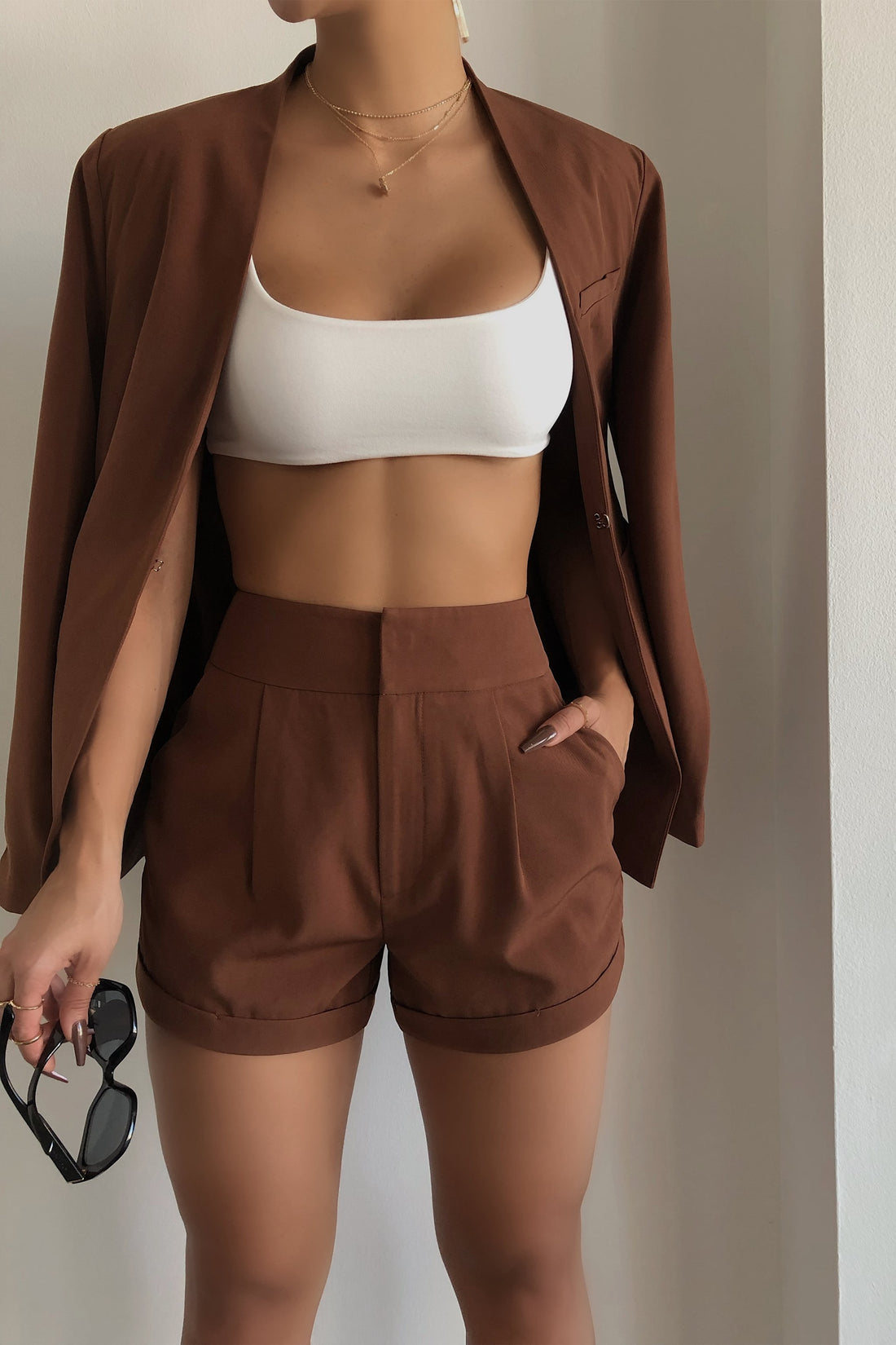 Isabella Blazer Set - Brown