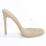 Soho Square Clear Mule- Bone