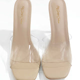 Soho Square Clear Mule- Bone