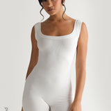 Fundamental Micro-Ribbed Romper - White