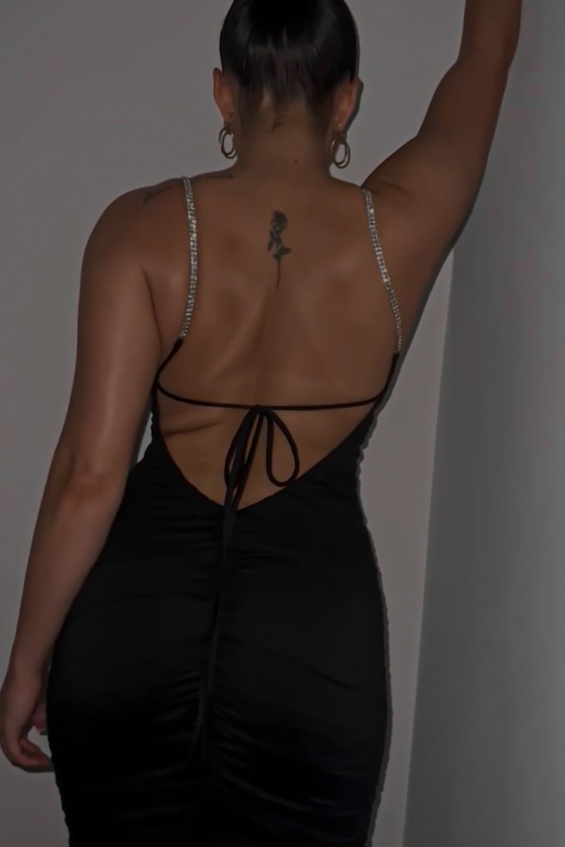 Farah Low Back Ruched Maxi Dress