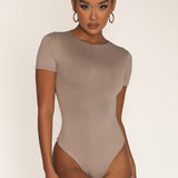 Mist Short Sleeve Bodysuit - Smokey Taupe