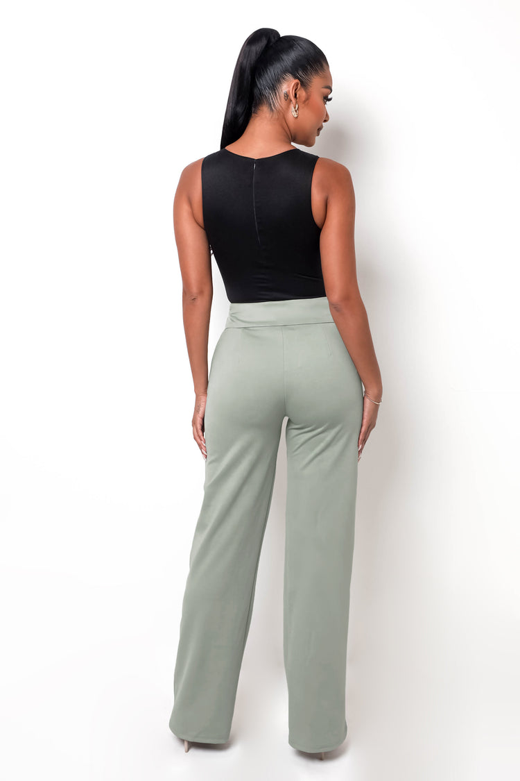Classic Wide Leg Trousers - Sage – My Outfit Online