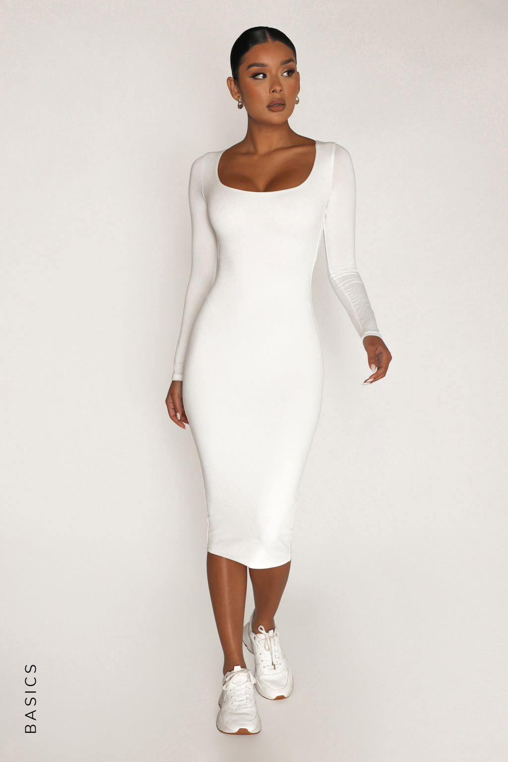 White midi shop dress online