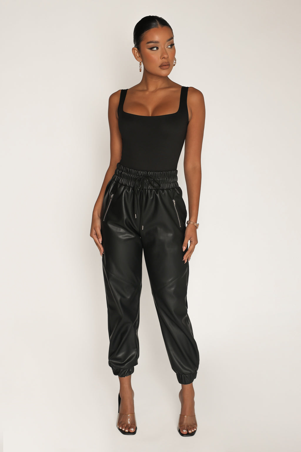 Vegan Leather Joggers - Black – My Outfit Online