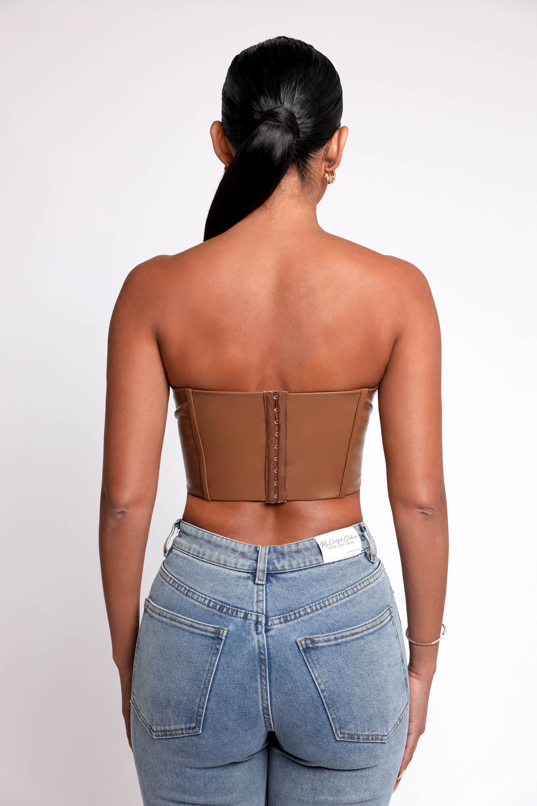Clothing : Tops : 'Pia' Brown Vegan Leather Corset