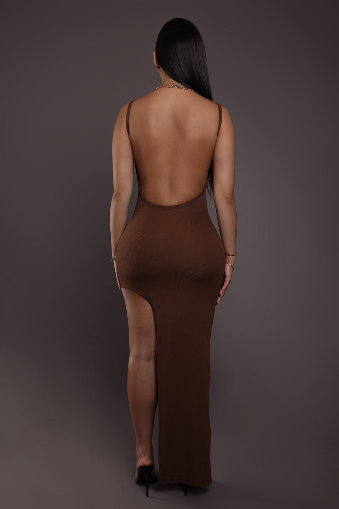 Just For You High Slit Maxi Dress - Cocoa