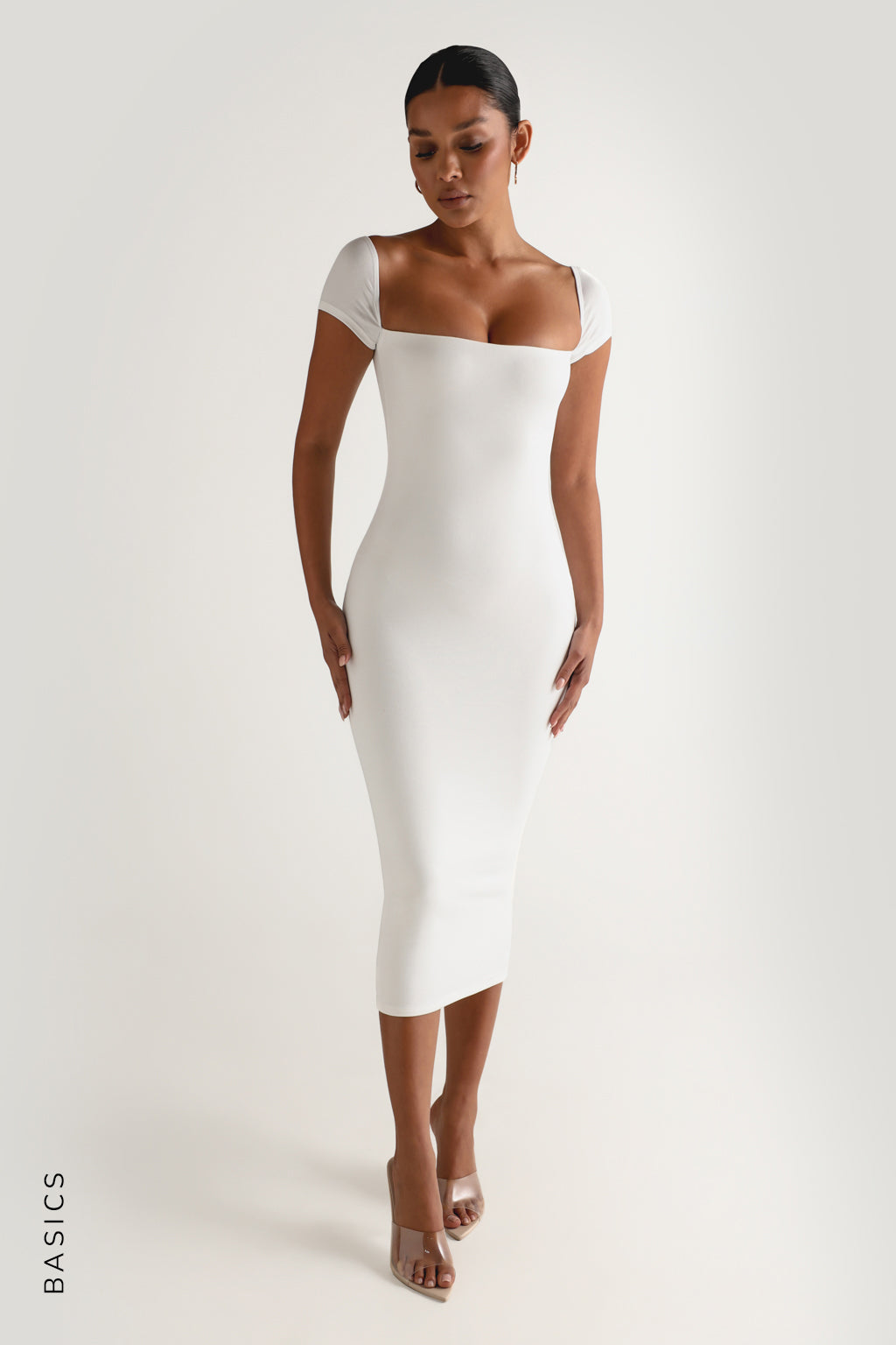 Square Classic Midi Dress - White