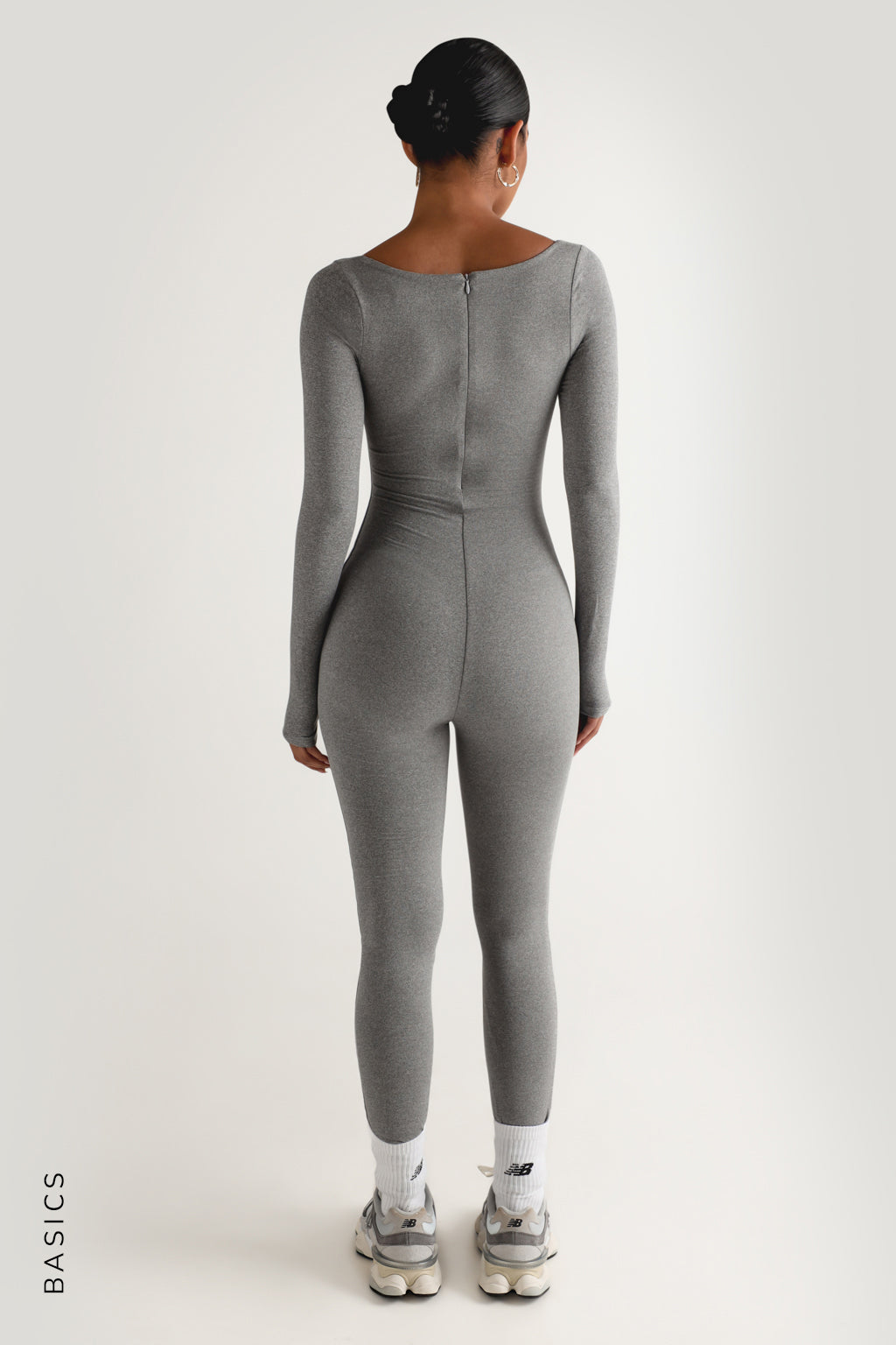 Round Neck Long Sleeve Jumpsuit - Stone Gray – My Outfit Online