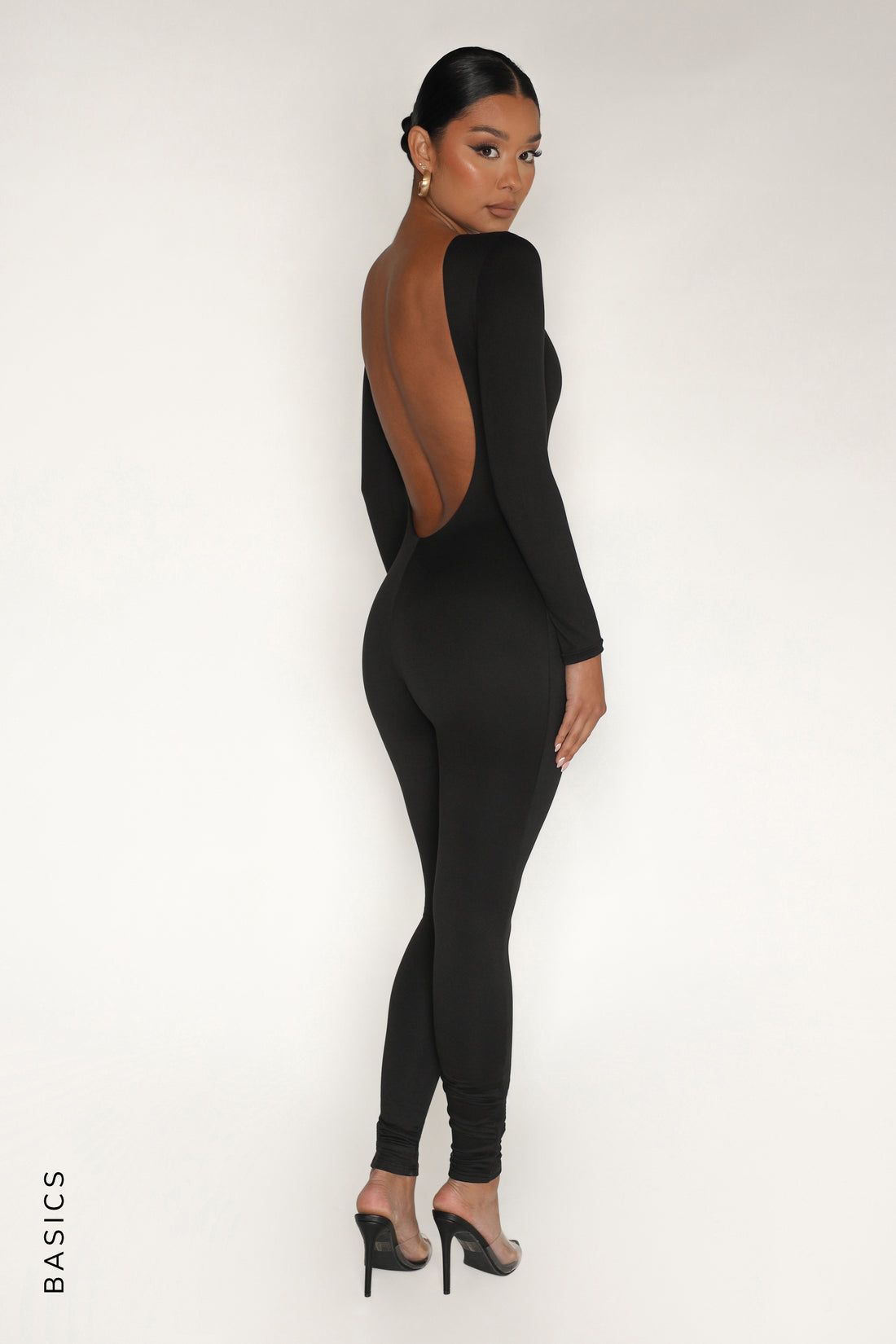 Mesh Combo Backless Jumpsuit – My Boutique