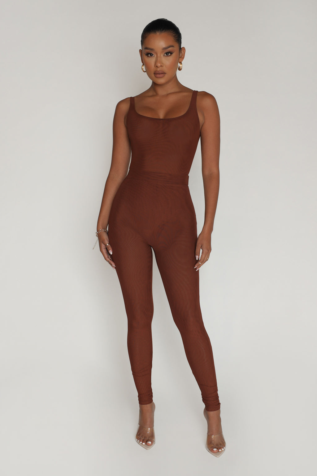 Simple Life Mesh Bodysuit - Brown – My Outfit Online