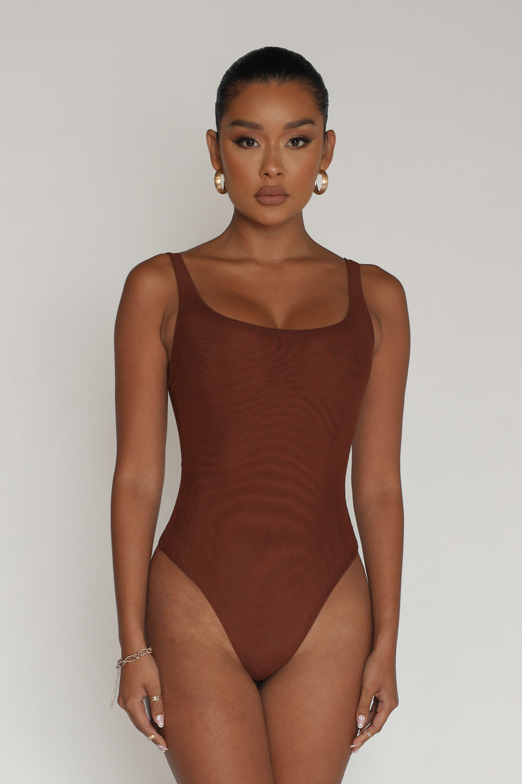 Simple Life Mesh Bodysuit - Brown – My Outfit Online